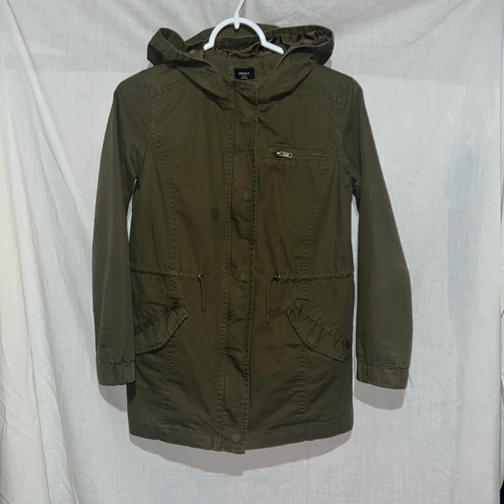 girls, forever 21 green lightweight jacket, size 11/12, perfect condition,
